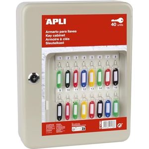 Apli 17138 stalen sleutelkast met sluiting en wandbevestiging, 45 sleutels, 24 x 75 x 3 cm, wit, kantoor, magazijn, garage, onroerend goed hotel