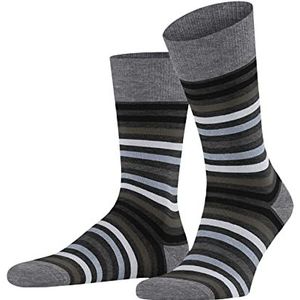 FALKE Sokken Tinted Stripe scheerwol katoen heren zwart grijs vele andere kleuren versterkte sokken heren met ademend strepenpatroon 1 paar, grijs (asfaltmelle 3180), 39-42 EU, grijs (Asphalt Mel 3180)