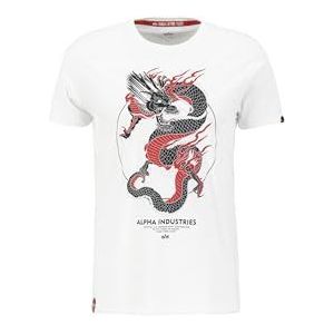 ALPHA INDUSTRIES Heritage Dragon T-shirt met korte mouwen voor heren, Wit