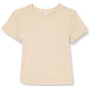 ONLY Onlelina S/S crop top met ronde hals, Jrs T-shirt voor dames, Beige