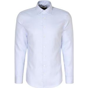 Seidensticker Zakelijk overhemd voor heren, slim fit, gemakkelijk te strijken, kentkraag, lange mouwen, 100% katoen, blauw, 42, Blauw, 42