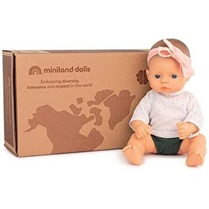 Miniland Cadeauset Dolls: 32 cm Kaukasische babypop en bosset, meerkleurig, 31216