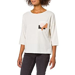Yargıcı Bedrukt T-shirt Pocket Detail voor dames, ivoor (ecru 006), maat M (fabrieksmaat: M), M