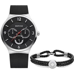 BERING Heren analoog kwarts horloge met armband van roestvrij staal 33441-102-GWP, zwart, zwart.