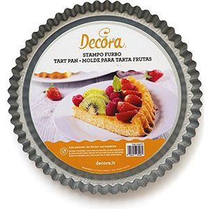 DECORA, Taartvorm van anti-aanbakstaal, rond, Ø 28 x 3 cm, maakt het gemakkelijk om de taart te vullen, professioneel design