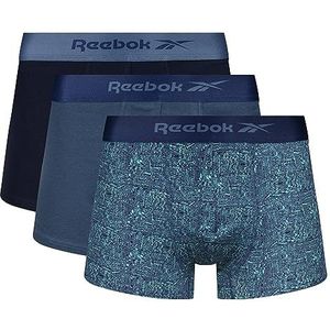 Reebok Set van 3 Reebok boxershorts voor heren in marineblauw/bedrukt van katoen met bedrukte binnenkant boxershort voor heren, Vector Navy/Cyber Mint Print/Blauw