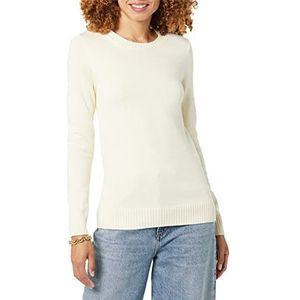 Amazon Essentials Pull à col rond 100% coton pour femme (disponible en grande taille), écru, taille S