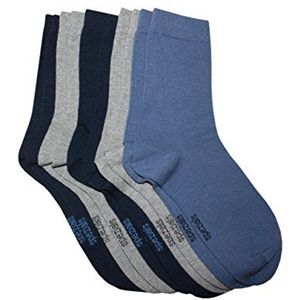Weri Spezials Set van 5 kindersokken voor jongens, kleur: 2 paar grijs gemêleerde sokken, 2 paar marineblauwe jeans, 1 paar jeansmaat 27-30 (5-6 jaar), meerkleurig, Meerkleurig