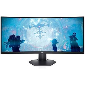 Dell S3422DWG 34 inch WQHD (3440 x 1440) PC-scherm Gaming 1800R, 21:9, 144Hz, VA, 1ms Mprt, 1xHDMI, DisplayPort, AMD FreeSync Premium, HDR 400, Vesa 100 x 100 mm, zwart