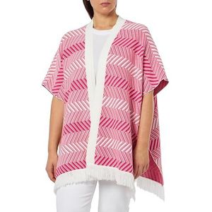 ZITHA Poncho tricoté pour femme, rose/blanc, M-L