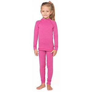 Thermo-ondergoed voor kinderen, 2-delige set skiondergoed voor kinderen, met T-shirt met lange mouwen en lange onderbroek, voor jongens en meisjes (128-134 cm, roze)