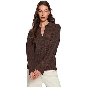 Trendyol Basic gebreide trui met polokraag regular fit damessweater (1 stuk), Bruin