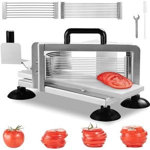 VEVOR Commerciële tomatensnijder, 1/4"" + 3/8"" + 3/16"", roestvrijstalen tomatensnijder, handmatige groentesnijder, voor het snijden van tomaten, komkommers, bananen enz.
