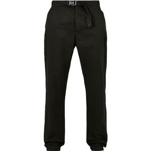 Urban Classics Heren chino broek regular fit met riem zwart 42, zwart.