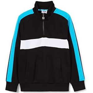 FILA Wyatt Sweatshirt met halve rits voor jongens, Zwart-cuba blauw-helder wit