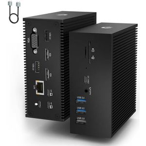 Station d'accueil universelle USB C 16 en 2 - Triple écran - Hub multiport avec HDMI 4 K, VGA, 100 W PD USB C pour MacBook Pro/Air, Lenovo, HP, Dell (USB-A/C 3.0, RJ45 LAN, Audio & Mic, SD/TF)