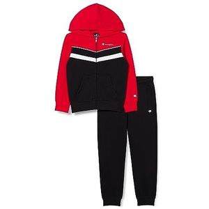 Champion Legacy Sweatsuits B - Colorblock Powerblend Fleece Hooded Trainingspak voor jongens, Rosso Scuro/Nero