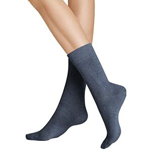 Hudson 8 paar damessokken, Relax Cotton sokken, comfortabele riem, effen blauw melange 35-38, Blauw