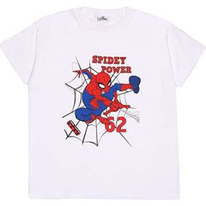 Popgear Marvel Comics Spiderman Spidey Power T-shirt voor jongens, wit, 7-8 jaar, Wit.