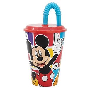Stor Mickey Mouse Herbruikbare drinkbeker met deksel en rietje, 430 ml