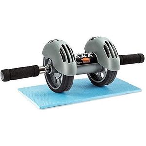 FFitness AB Roller met lenterug, dubbel wiel voor buikspieren, uniseks, volwassenen, grijs, Eén maat