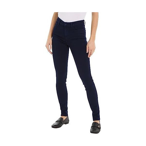 Essentials Pantalon en Sergé Stretch 5 Poches Coupe Droite Homme,  Bleu Marine, 28W / 28L : : Mode