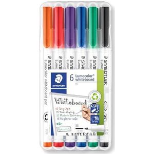 STAEDTLER 301 WP6 whiteboardstiften, verschillende kleuren, 6 stuks