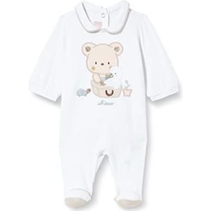 Chicco Jumpsuit met patchwork en knopen pantoffels voor baby's en peuters, uniseks, kinderen 0-24, wit (483)