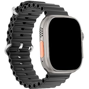 DAM Sea Band siliconen armband, compatibel met Apple Watch 42/44/45/49 mm, 22 x 2,2 x 0,55 cm, kleur: zwart, normaal, modern, Modern