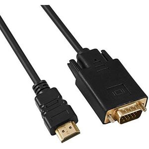 PremiumCord HDMI naar VGA-kabel met converter, Full HD resolutie 1080p 60Hz, vergulde stekkers, kleur zwart, kabellengte 2 m