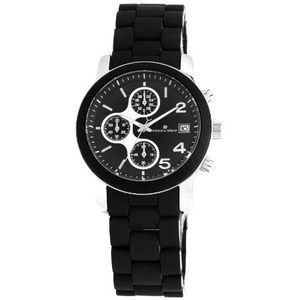 Herzog & Söhne dameshorloge HS402-122 kwarts-chronograaf, stopwatch/lichtgevende wijzers, armband van roestvrij staal, zwart/zwart, armband, zwart/zwart, Riem
