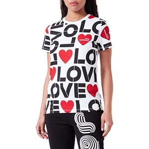 Love Moschino T-shirt à manches courtes coupe ajustée pour femme, Blanc optique, 72