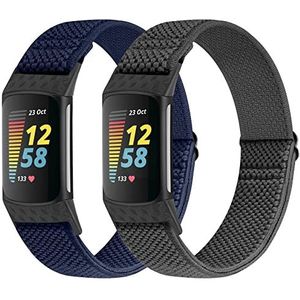 WNIPH Compatibel met Fitbit Charge 5, verstelbare armband, elastische nylon stof, sportgesp, reservearmband voor Fitbit Charge 5, horlogeband voor dames en heren, Nylon