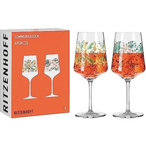 RITZENHOFF 6221001 Set van 2 aperitiefglazen 500 ml - Sommerrausch serie - meerkleurig bloemenstijl - Made in Germany