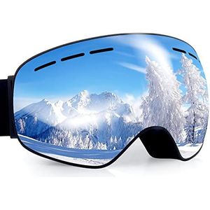 Dizokizo SNOW-5007 Skibril, snowboardmasker, motorcrossmasker voor kinderen, anti-condens-lens, Eén maat, zilverkleurig