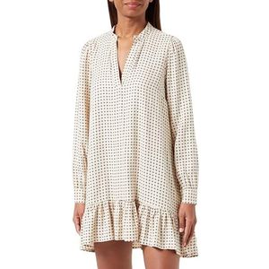 KAFFE Kaffe Damesjurk, korte jurk, lange mouwen, V-hals, casual, pasvorm, A-lijn, silhouetjurk, dames, Rookgrijs / zwarte sterren print