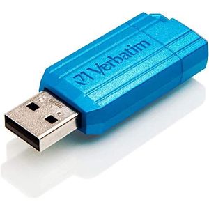 Verbatim PinStripe 64 GB USB Flash Drive USB-stick USB 2.0 voor laptop ultrabook tv stereo auto stick USB 2.0 met schuifmechanisme Caribisch blauw