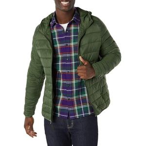 Amazon Essentials Veste matelassée légère à capuche, imperméable et compressible pour homme, olive foncé, taille M