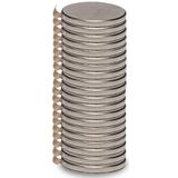 MAUL Neodymium magneet pasta, 20 stuks, rond, zelfklevend, veelzijdig inzetbaar, magneten in modern en elegant design, Ø 10 x 1 mm, belastbaar tot 0,5 kg, zilver