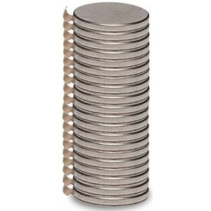 MAUL Neodymium magneet pasta, 20 stuks, rond, zelfklevend, veelzijdig inzetbaar, magneten in modern en elegant design, Ø 10 x 1 mm, belastbaar tot 0,5 kg, zilver