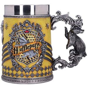 Nemesis Now B5610T1 Harry Potter verzamelaars-bier, motief cadeau voor fans en gepassioneerden, premium kwaliteit, geel en zilver, 15,5 cm, hars, hoefflepuff-kruk, 1 stuk (1 stuk)