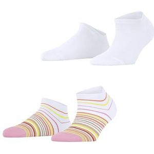 ESPRIT Multi Stripe 2-Pack W SN katoen, effen, 2 paar sportsokken voor dames (2 stuks), Wit 2021