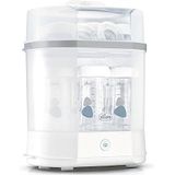 Chicco 2-in-1 sterilisator, natuurlijke stoomsterilisator, verstelbaar, voor flessen, met 2 configuraties, snel en eenvoudig te bedienen, tot 6 flessen van 330 ml, wit