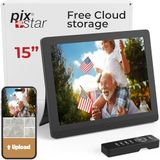Pix Star Digitale fotolijst WiFi, USB - 15 inch IPS-scherm - Cadeau > Familie - Digitaal fotoalbum