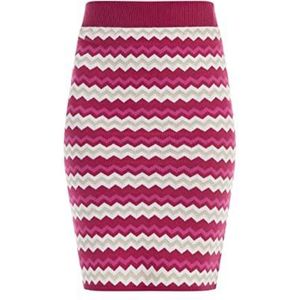 faina Gebreide midirok voor dames, gebreide midirok, 1 stuk, roze, meerkleurig