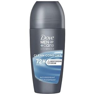 Dove Men+Care Deodorant Roll On Advanced Care Clean Comfort, deodorant voor heren, anti-transpirant, zonder alcohol, met 1/4 vochtinbrengende crème, bescherming tot 72 uur, 50 ml