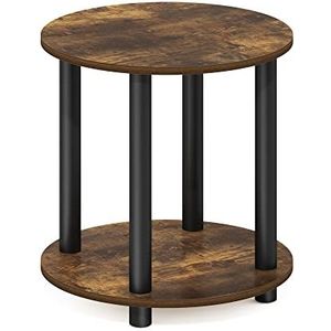 Furinno Ronde houten salontafel met 2 niveaus, grenen barnsteen, 1 stuk