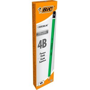 BIC Criterium 550 potloden – vettige en duurzame vulling – kleur grijs, 4B, doos met 12 stuks