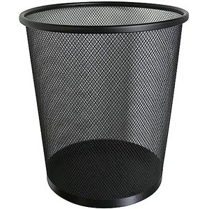 Ram® Ronde afvalemmer van mesh voor badkamer, keuken, kantoor, slaapkamer, studenten, zwart, 20 liter