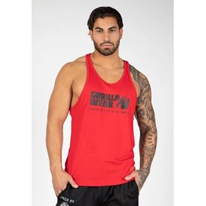 Gorilla Wear Klassieke fitness tanktop legergroen bodybuilding sport vrije tijd met logoprint licht en comfortabel voor optimale beweging van katoen